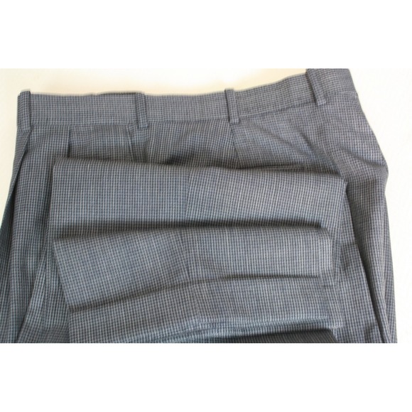 Mens Grey Black Micro Houndstooth Pleated Dress Pants Trousers Slacks - Picture 3 of 12